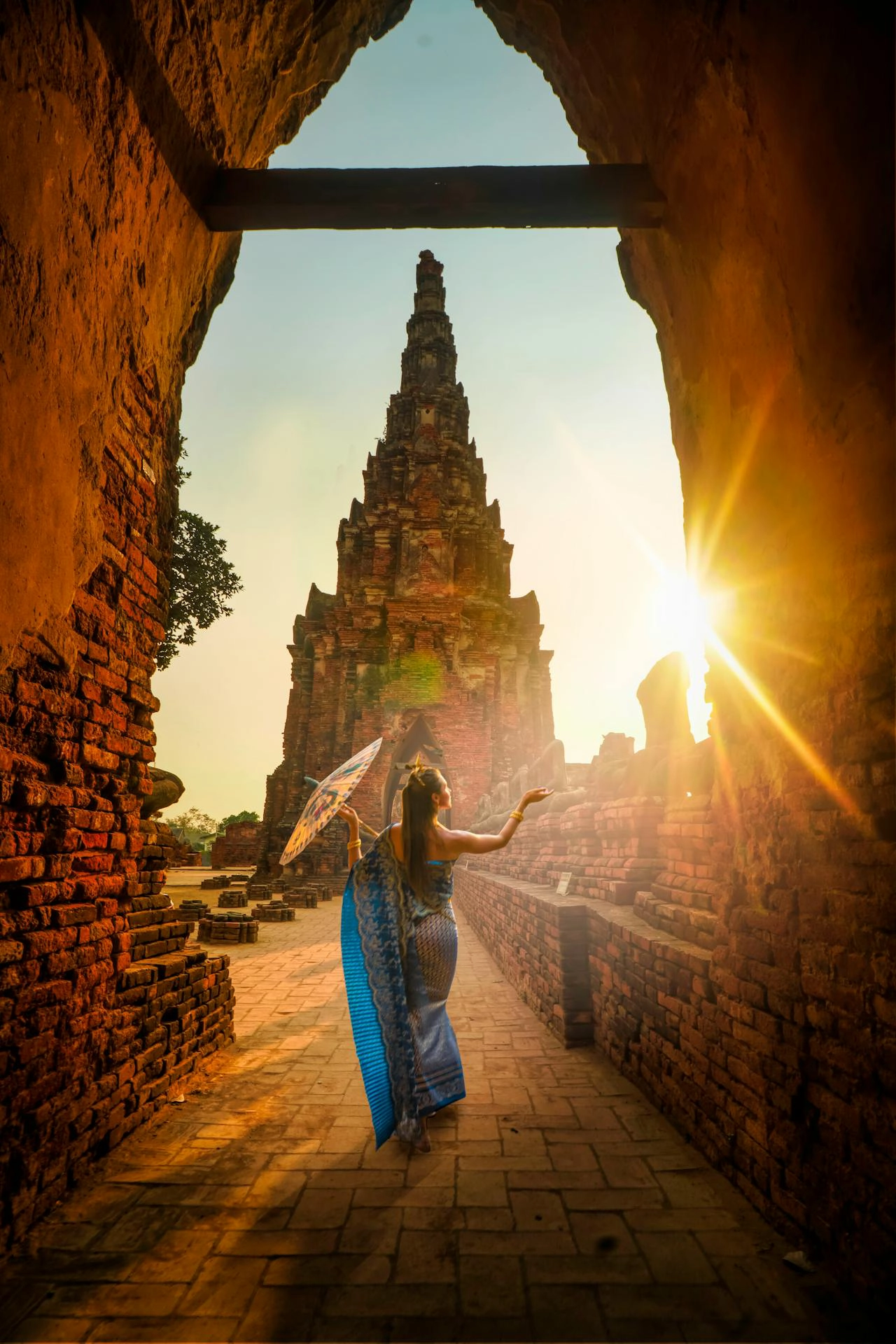 Sunburst with woman in Thailand