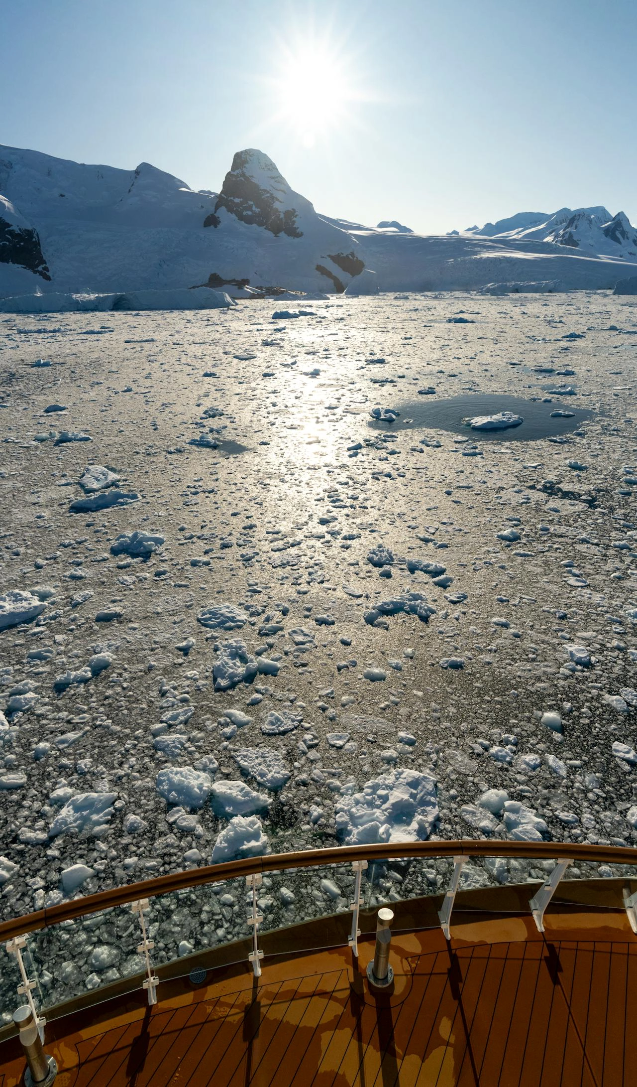 Sunburst over arctic ocean